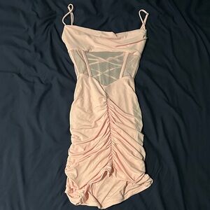 Lucy in the Sky Blush Ruched Mini Dress